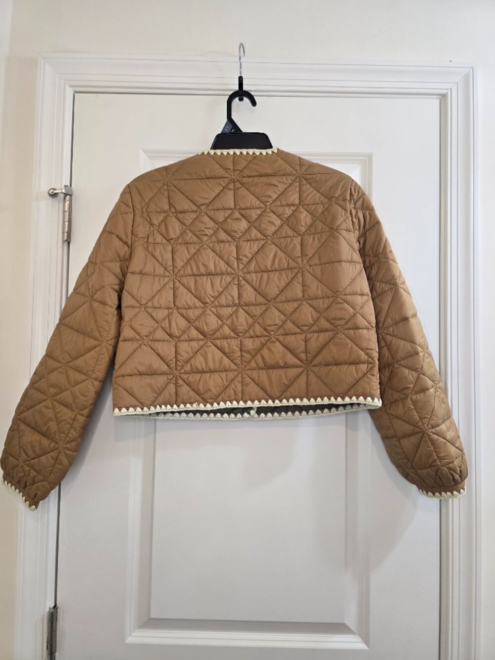JOIE Whipstitch Quilted Buttoned Reversible Jacket Tan/Green - Picture 4 of 8